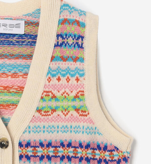  「ERIBE | フェアアイル Vネックニットベスト WOMEN」|ベスト・ジレ|