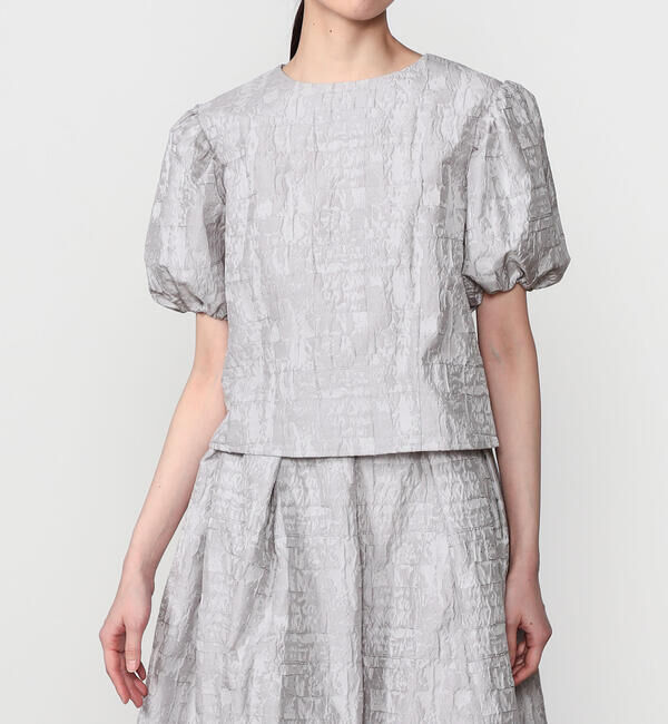  「eunoia | ジャガード パフスリーブブラウス WOMEN」|シャツ・ブラウス|