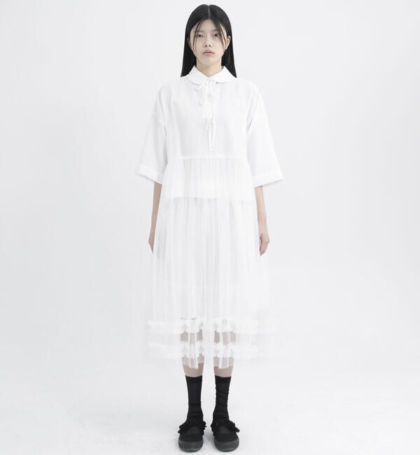  「eunoia | レイヤードメッシュワンピース WOMEN」|ワンピース|