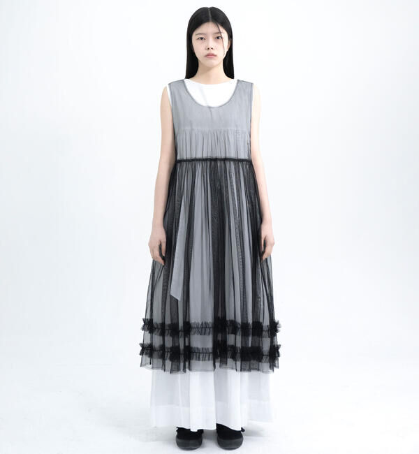  「eunoia | レイヤードメッシュワンピース WOMEN」|ワンピース|