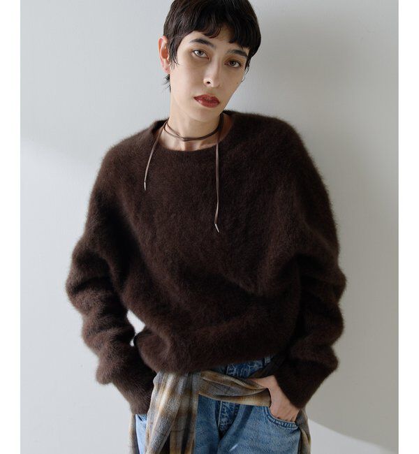  「ファークルーネックプルオーバー」|ニット・セーター|ブラウン