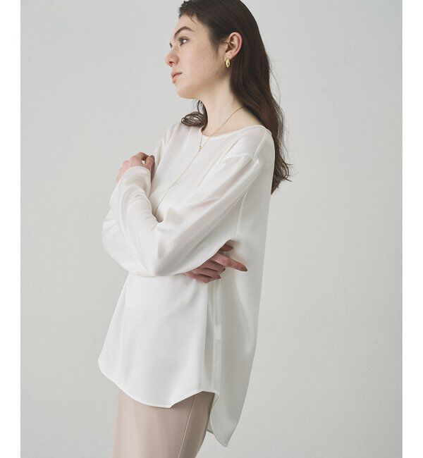  「サテンボートブラウス」|シャツ・ブラウス|