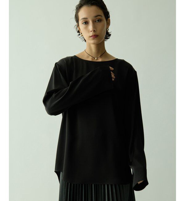  「サテンボートブラウス」|シャツ・ブラウス|