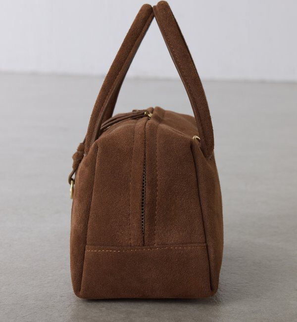  「【500mlペットボトル収納可/牛革】レザーチャームボストンバッグ/スエード」|ボストンバッグ|