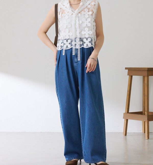  「【＋１アイテム】モチーフレース2WAYベスト」|シャツ・ブラウス|