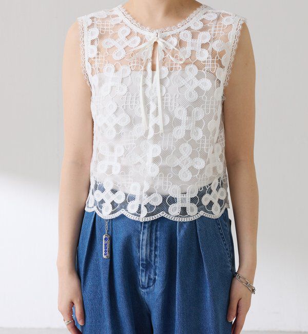  「【＋１アイテム】モチーフレース2WAYベスト」|シャツ・ブラウス|