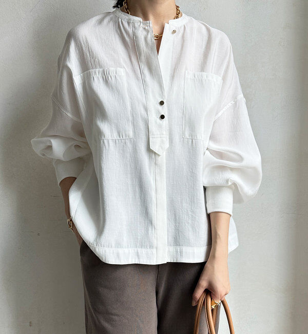  「【新色追加】リブブルゾン風シャツ」|シャツ・ブラウス|