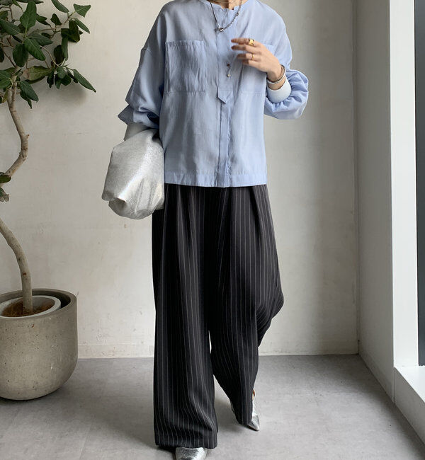  「【新色追加】リブブルゾン風シャツ」|シャツ・ブラウス|