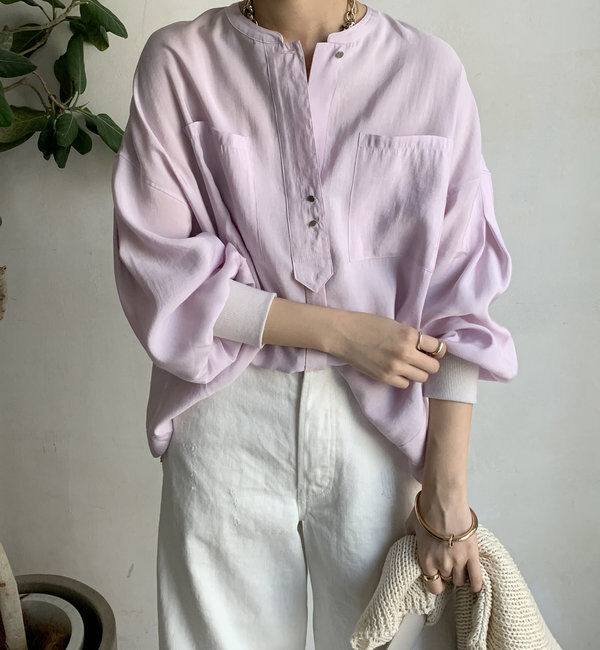  「【新色追加】リブブルゾン風シャツ」|シャツ・ブラウス|