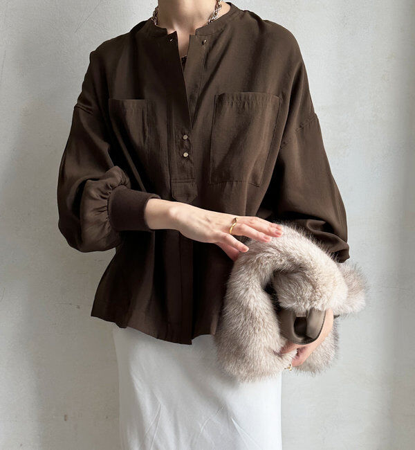  「【新色追加】リブブルゾン風シャツ」|シャツ・ブラウス|