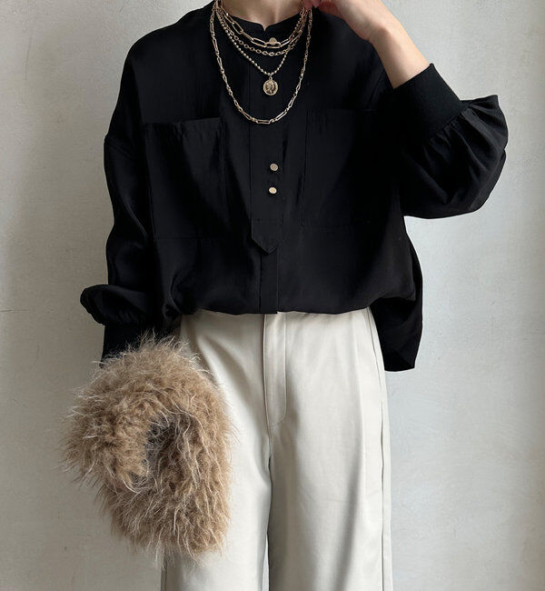  「【新色追加】リブブルゾン風シャツ」|シャツ・ブラウス|