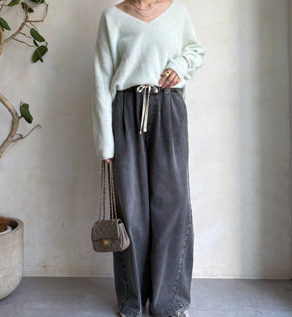  「【新色追加】デニムワイドイージーパンツ」|デニム|