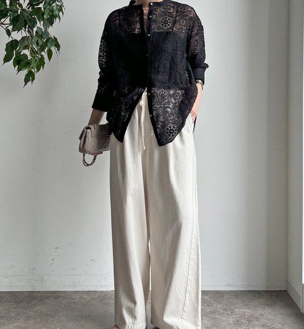  「【WEB限定】パネルレースバンドカラーシャツ」|シャツ・ブラウス|