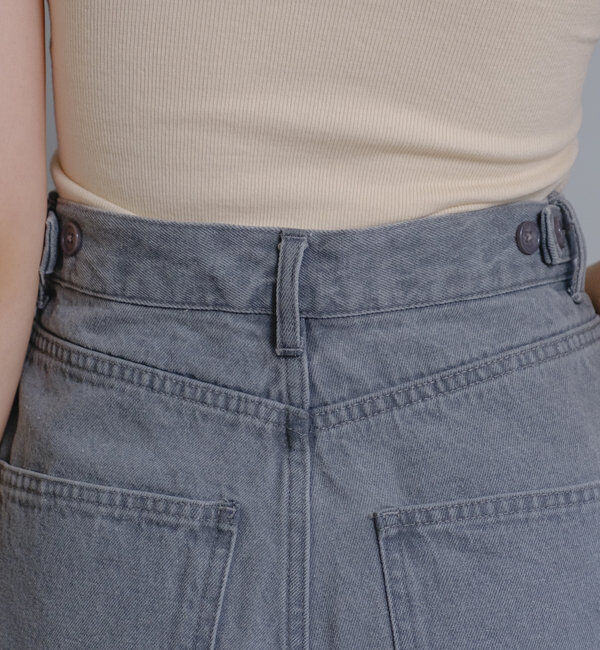  「【3サイズ】デニムタックワイドパンツ」|デニム|