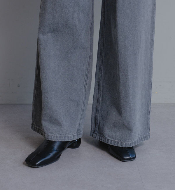  「【3サイズ】デニムタックワイドパンツ」|デニム|