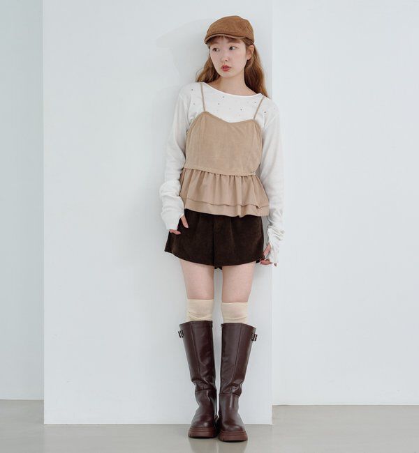  「スウェードペプラムビスチェ」|キャミソール|