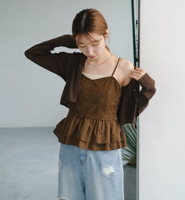  「スウェードペプラムビスチェ」|キャミソール|