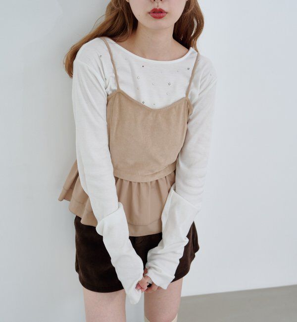  「スウェードペプラムビスチェ」|キャミソール|