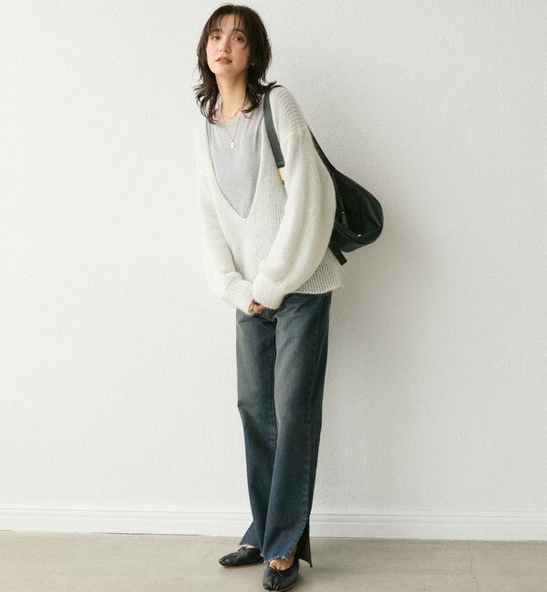  「【全骨格美脚見え！】slit DENIM」|デニム|