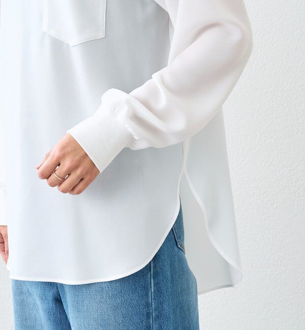  「【さらっと着やすい！/冷房・日焼け対策◎】ジョーゼットポケットブラウス」|シャツ・ブラウス|