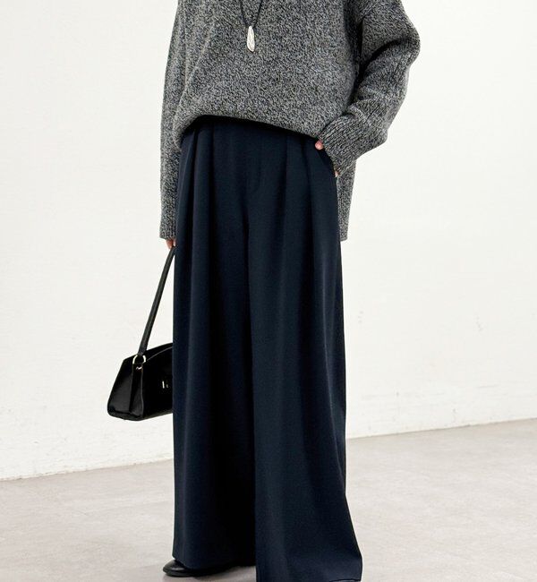  「【ウォッシャブル】【シーズンレスで使える】タックワイドスラックス」|チノ|