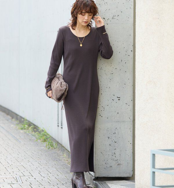  「【全骨格細見え】NEW2WAYロングリブワンピース」|ワンピース|