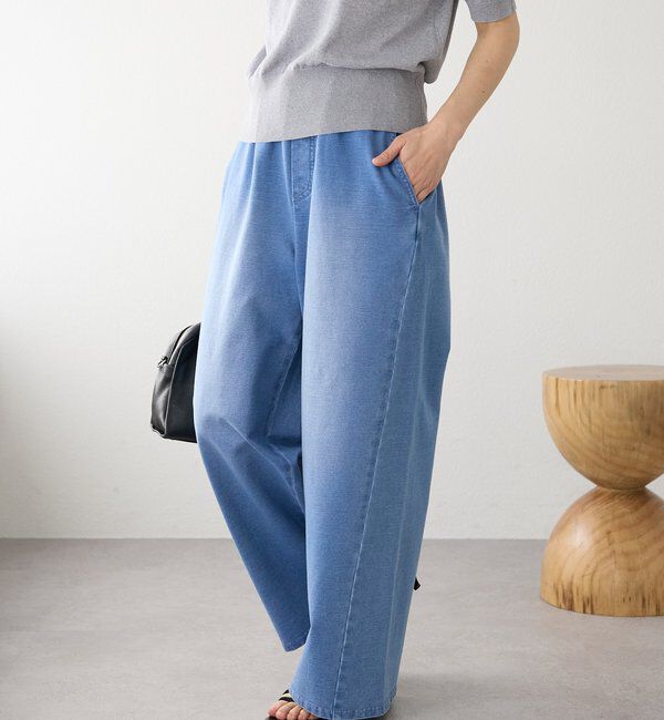 「予約【A・MONN(アモン)】フェイクデニムイージーパンツ」|デニム|