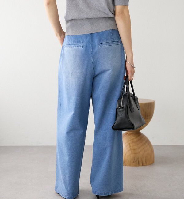  「予約【A・MONN(アモン)】フェイクデニムイージーパンツ」|デニム|