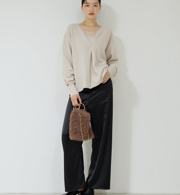  「ワイドドロストサテンパンツ」|チノ|