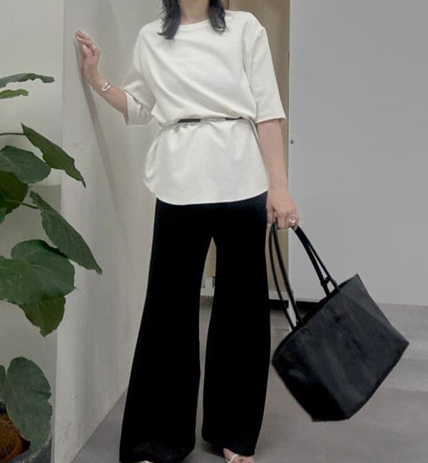  「ワイドドロストサテンパンツ」|チノ|