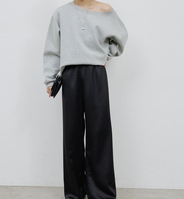  「ワイドドロストサテンパンツ」|チノ|