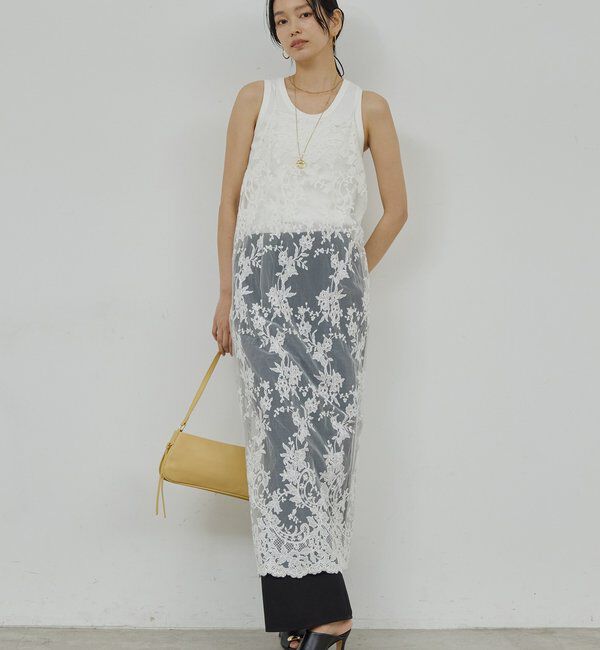  「【手洗い可】シアーレースキャミワンピース」|ワンピース|