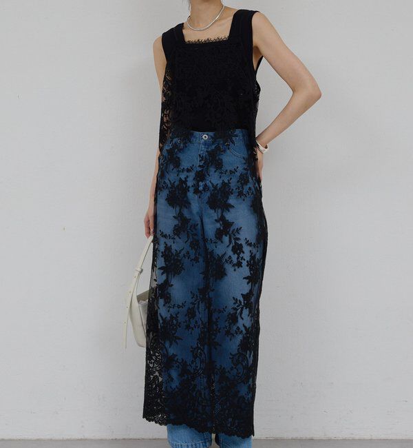  「【手洗い可】シアーレースキャミワンピース」|ワンピース|ブラック