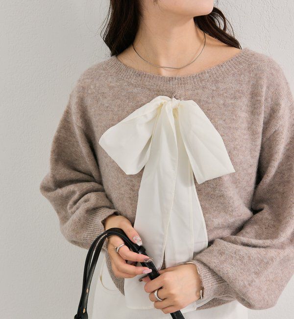 「リボン付きニット プルオーバー」|ニット・セーター|