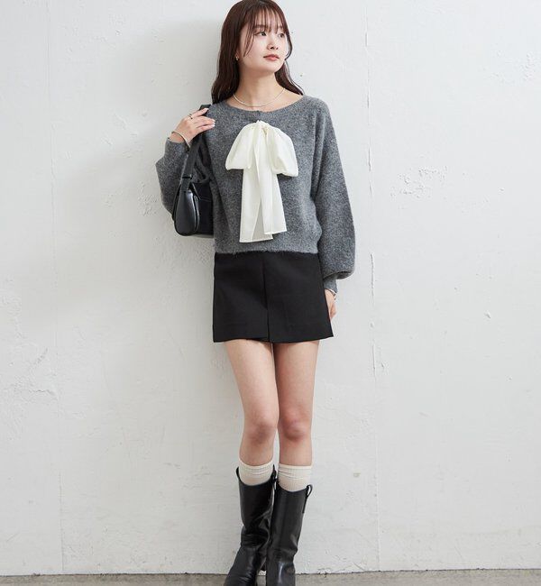  「リボン付きニット プルオーバー」|ニット・セーター|