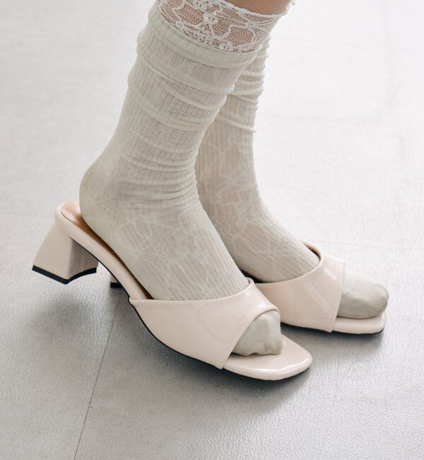 「スクエアトゥヒールサンダル」|サンダル|
