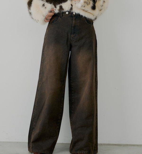  「ポケットレースワイドデニム」|デニム|