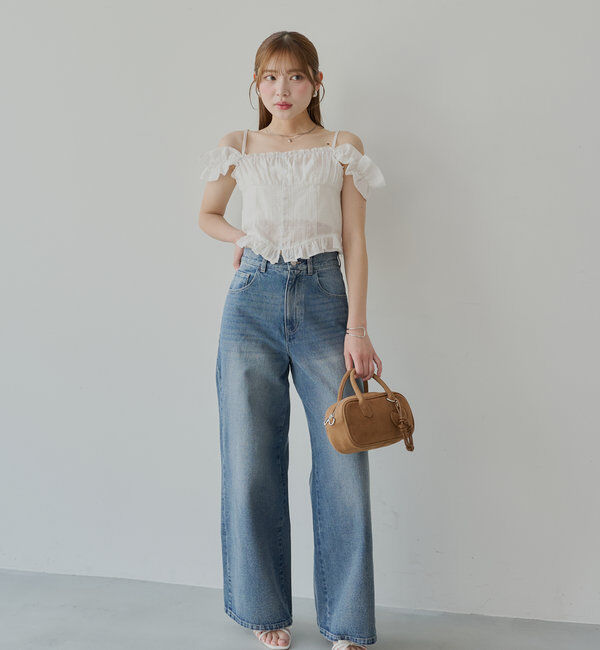  「ポケットレースワイドデニム」|デニム|