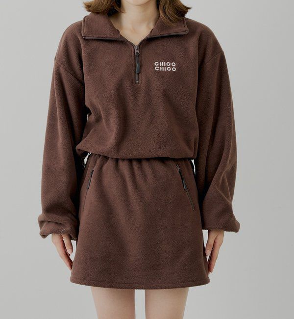  「ハーフジップフリースミニワンピース」|ワンピース|