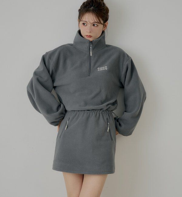  「ハーフジップフリースミニワンピース」|ワンピース|