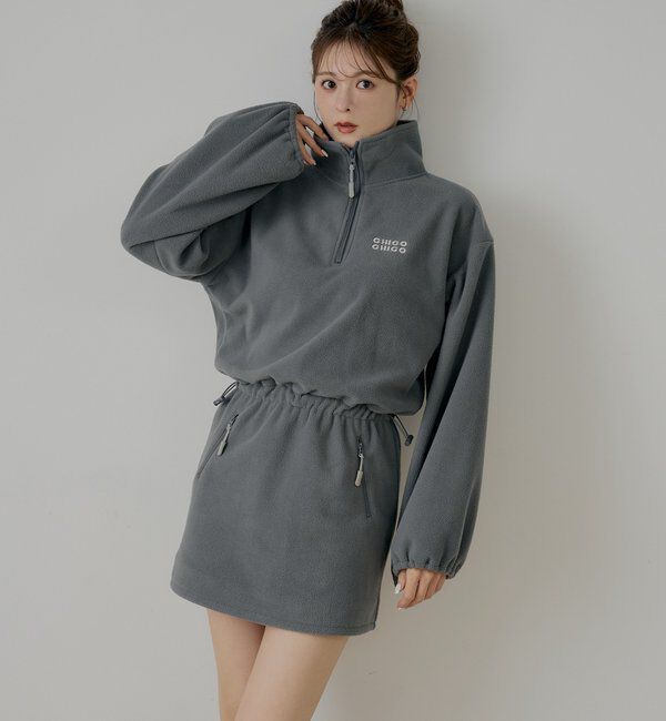  「ハーフジップフリースミニワンピース」|ワンピース|