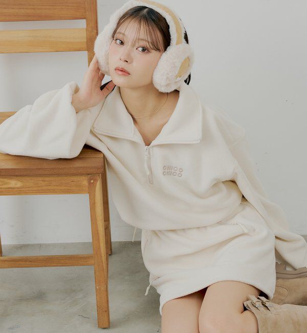  「ハーフジップフリースミニワンピース」|ワンピース|