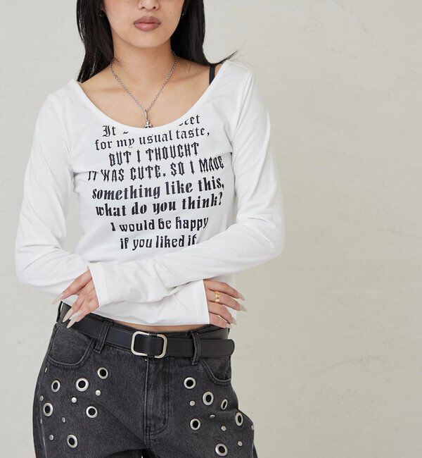  「【WEB限定】フレーズロゴトップス」|Tシャツ・カットソー|