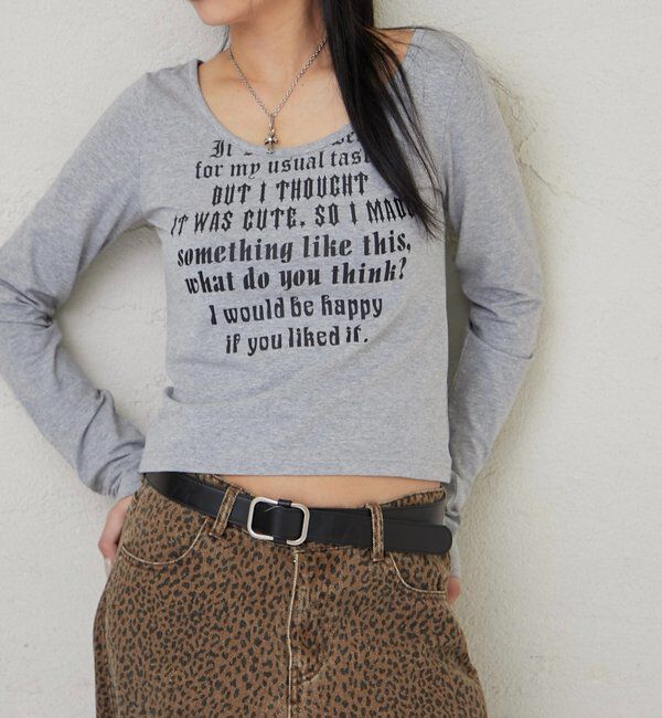  「【WEB限定】フレーズロゴトップス」|Tシャツ・カットソー|グレー