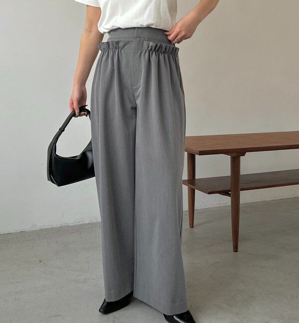  「【低身長サイズあり】ギャザーフリルパンツ」|チノ|