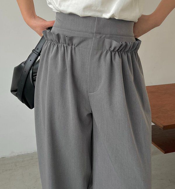  「【低身長サイズあり】ギャザーフリルパンツ」|チノ|