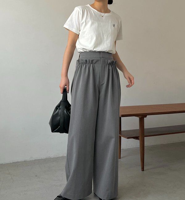  「【低身長サイズあり】ギャザーフリルパンツ」|チノ|