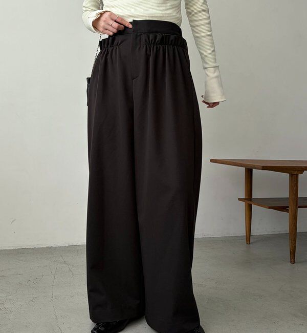  「【低身長サイズあり】ギャザーフリルパンツ」|チノ|