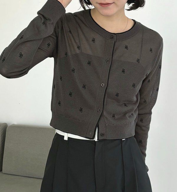  「モノグラムカーディガン」|カーディガン|チャコールグレー