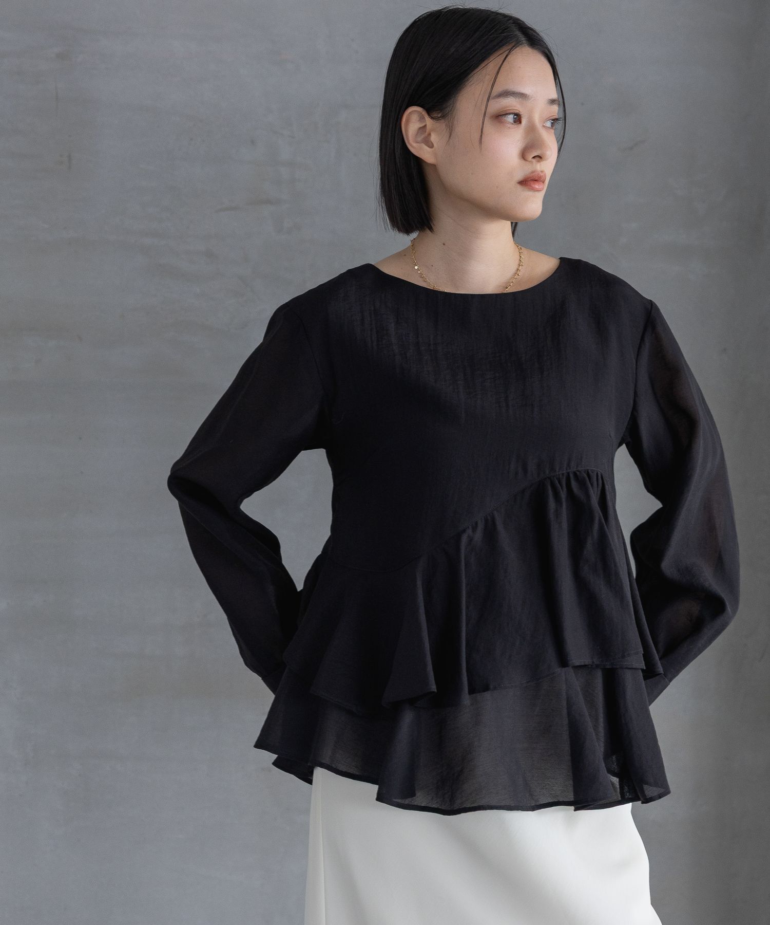 A part by 「 アシメペプラムブラウス」|シャツ・ブラウス|ブラック